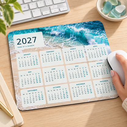 Ocean Tides 2027 Calendar Mousepad – lifestyle view