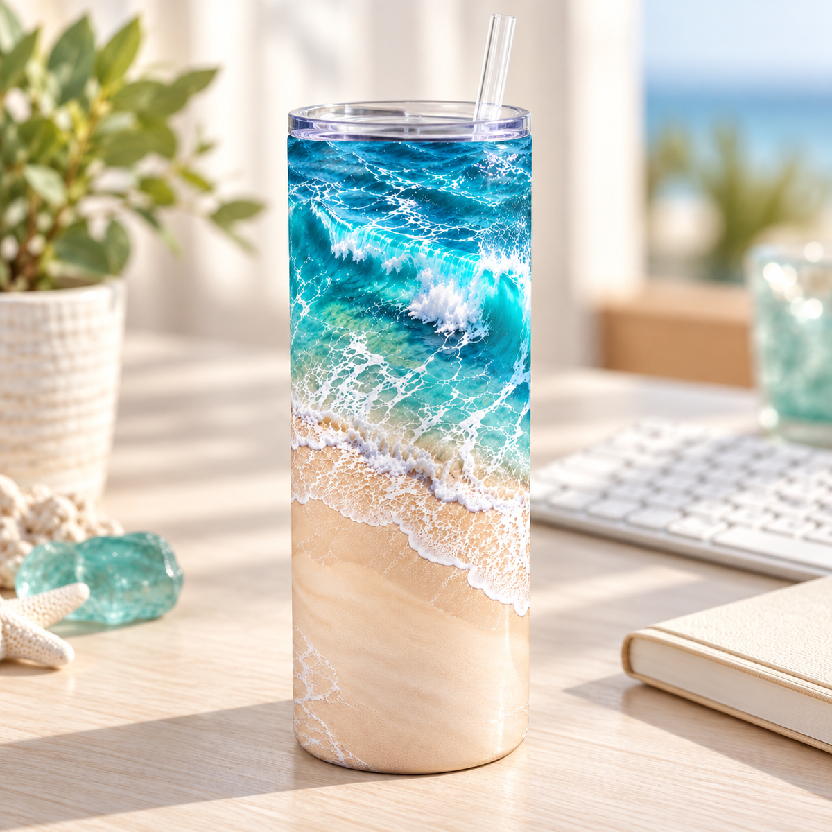 Ocean Tides 20oz Tumbler – desk view