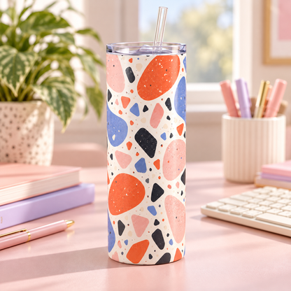 Playful Terrazzo 20oz Tumbler – desk view