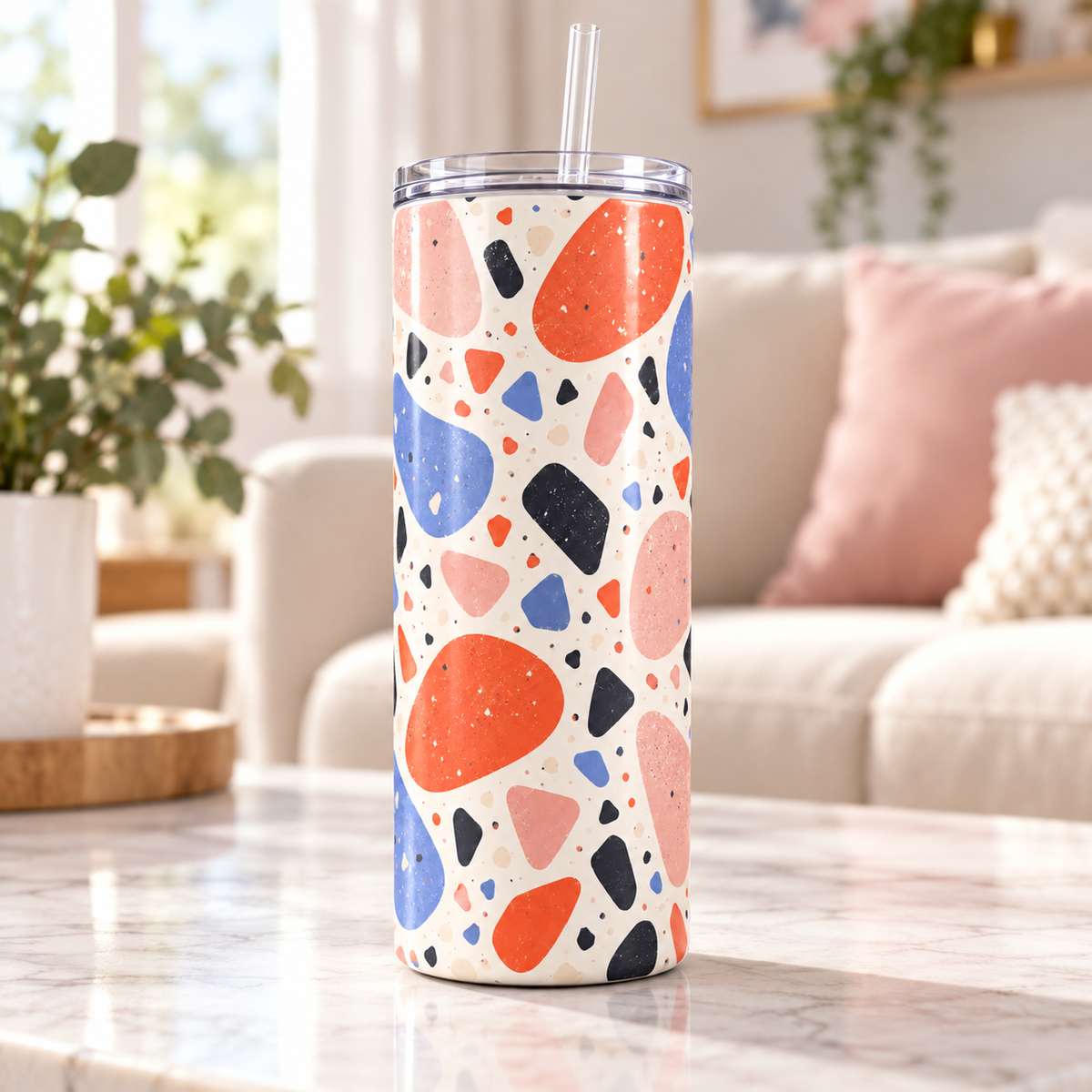 Playful Terrazzo 20oz Tumbler – lifestyle view