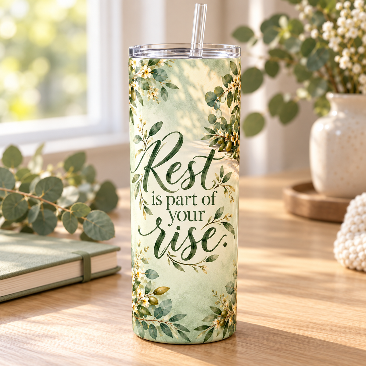 Rest And Rise 20oz Tumbler – desk view