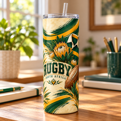 Retro Rugby Club 20oz Tumbler – desk view