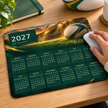 Rugby Stadium Pride 2027 Calendar Mousepad – lifestyle view
