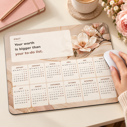 Self Worth 2027 Calendar Mousepad – lifestyle view