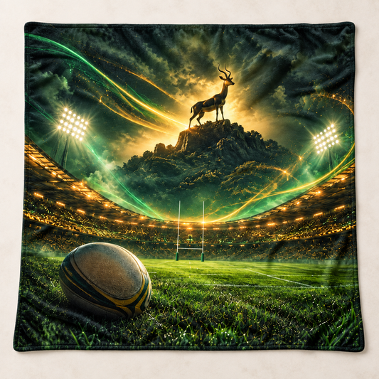 Springbok Rugby Stadium 1450 × 1450 mm printed blanket showing the complete design (mockup)