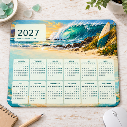 Surf Coast Spirit 2027 Calendar Mousepad – desk view