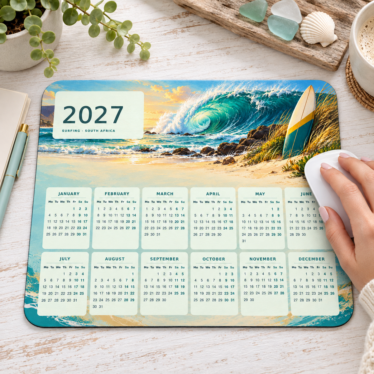 Surf Coast Spirit 2027 Calendar Mousepad – lifestyle view
