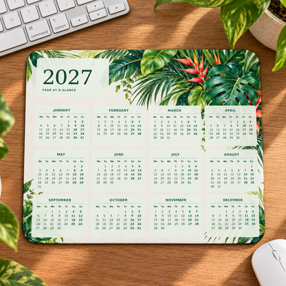 Tropical Canopy 2027 Calendar Mousepad – desk view