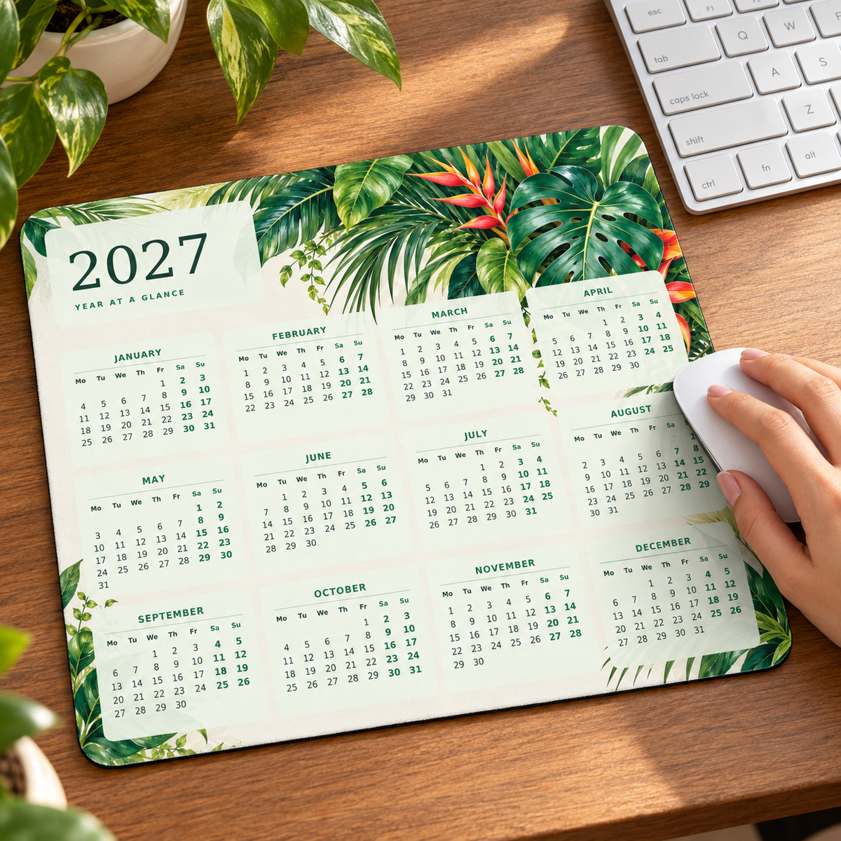 Tropical Canopy 2027 Calendar Mousepad – lifestyle view