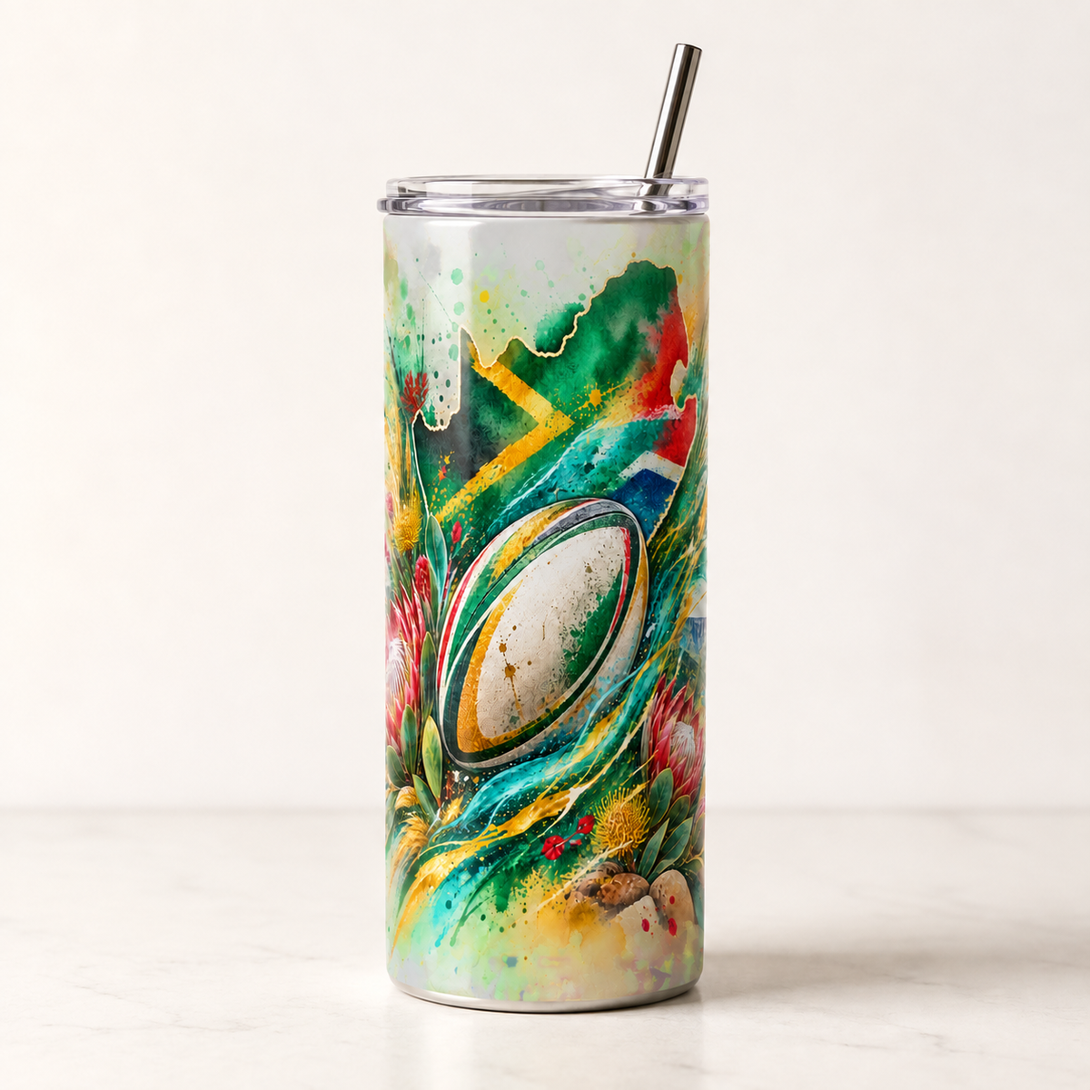 Watercolour South African Rugby – 20oz Tumbler product mockup