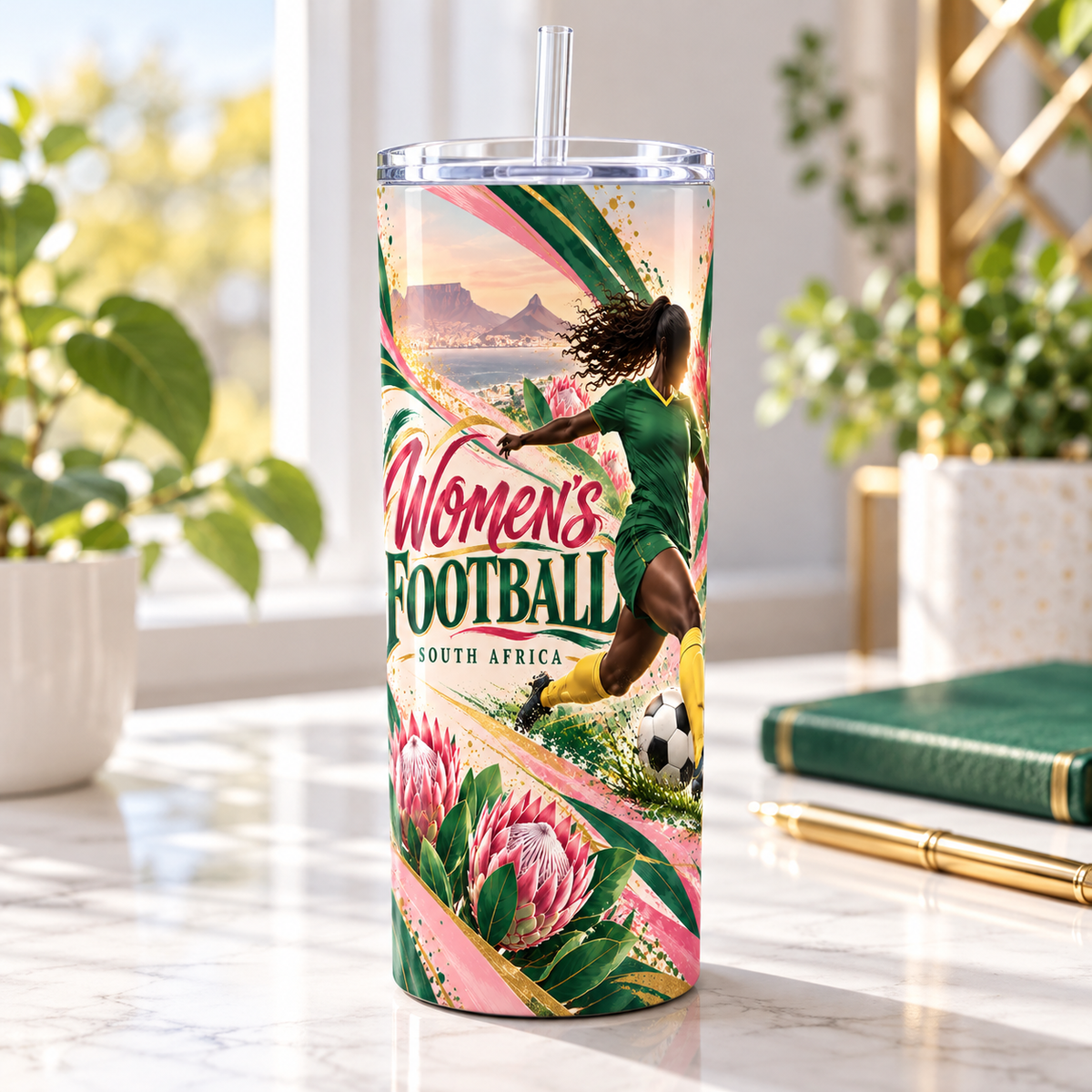 Women's Football Rise 20oz Tumbler – desk view
