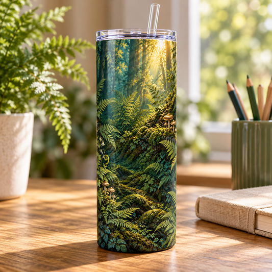 Woodland Ferns 20oz Tumbler – desk view