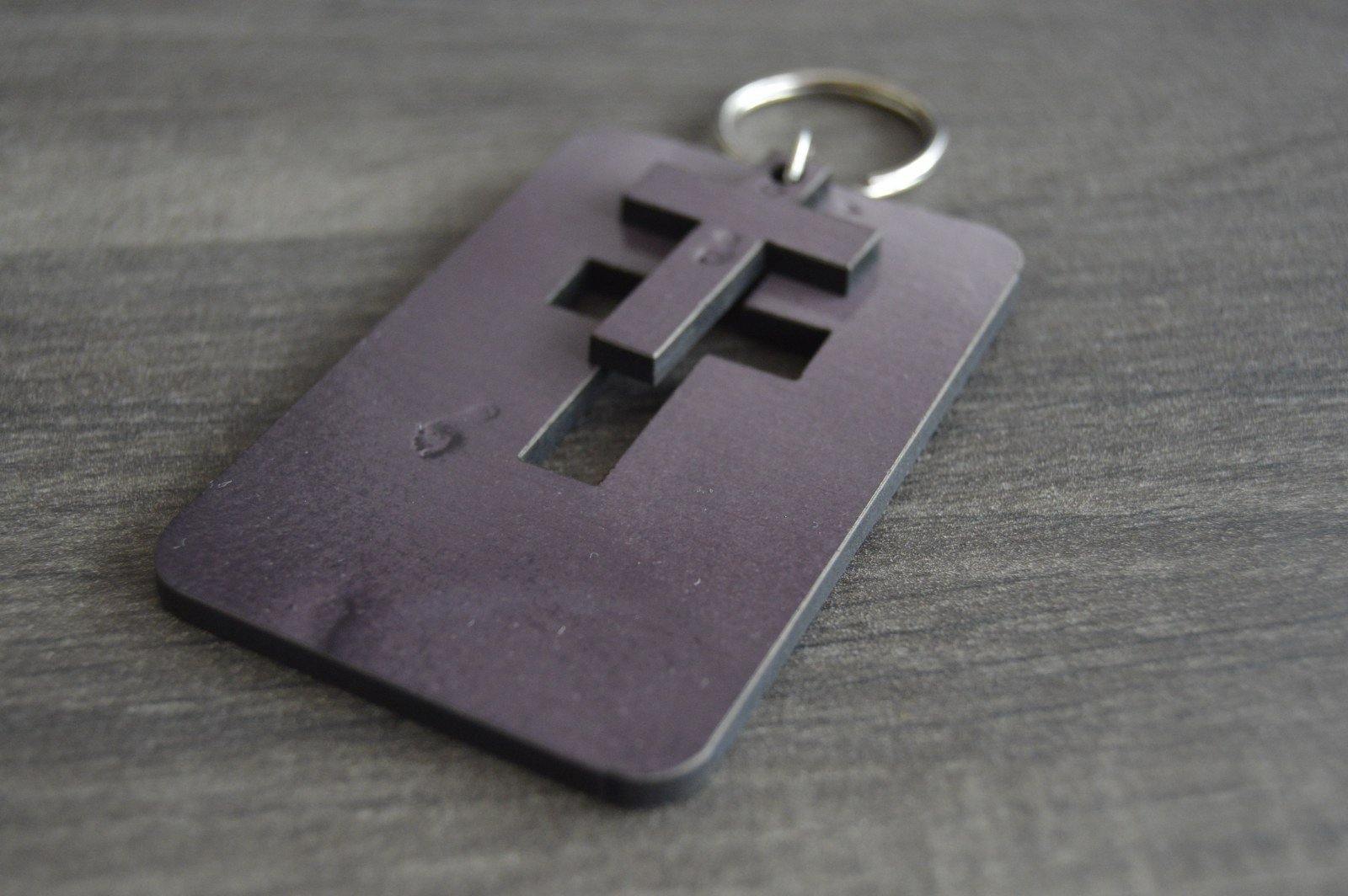 Wood Key Ring with Cutout - Cross - But Why Not - Personalized Gifts