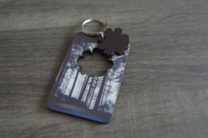 Wood Key Ring with Cutout - Flower - But Why Not - Personalized Gifts
