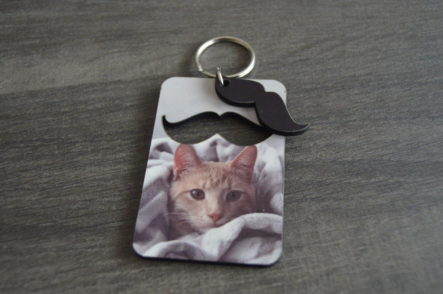 Wood Key Ring with Cutout - Moustache - But Why Not - Personalized Gifts
