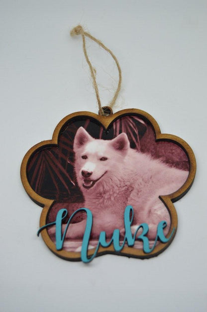 Christmas Ornament - Paw with photo and name - But Why Not - Personalized Gifts