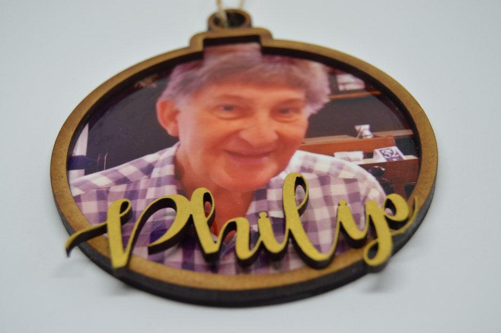 Christmas Ornament - Bauble with photo and name - But Why Not - Personalized Gifts
