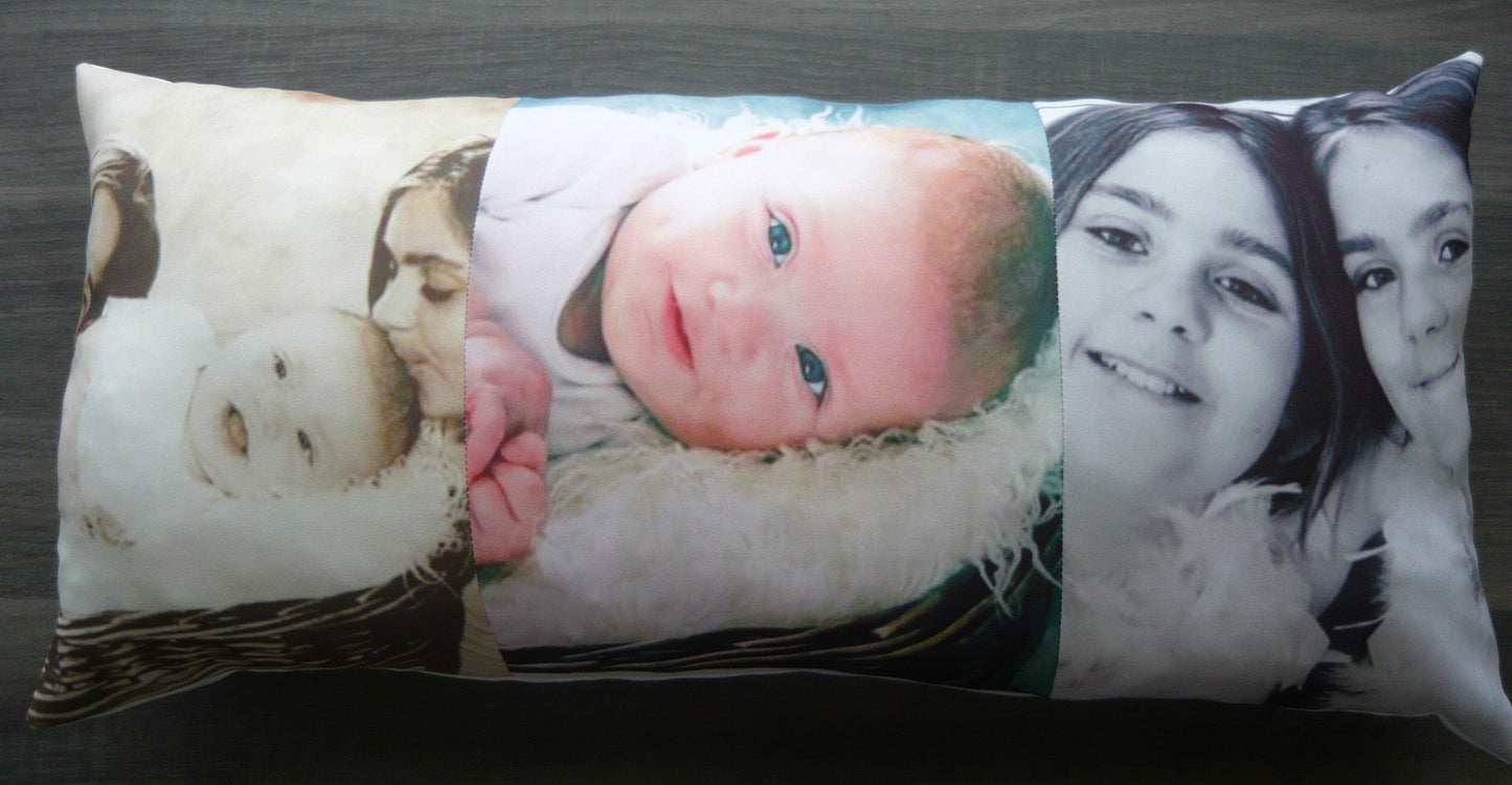 Longer Pillow with 3 Photos - But Why Not - Photo Gifts